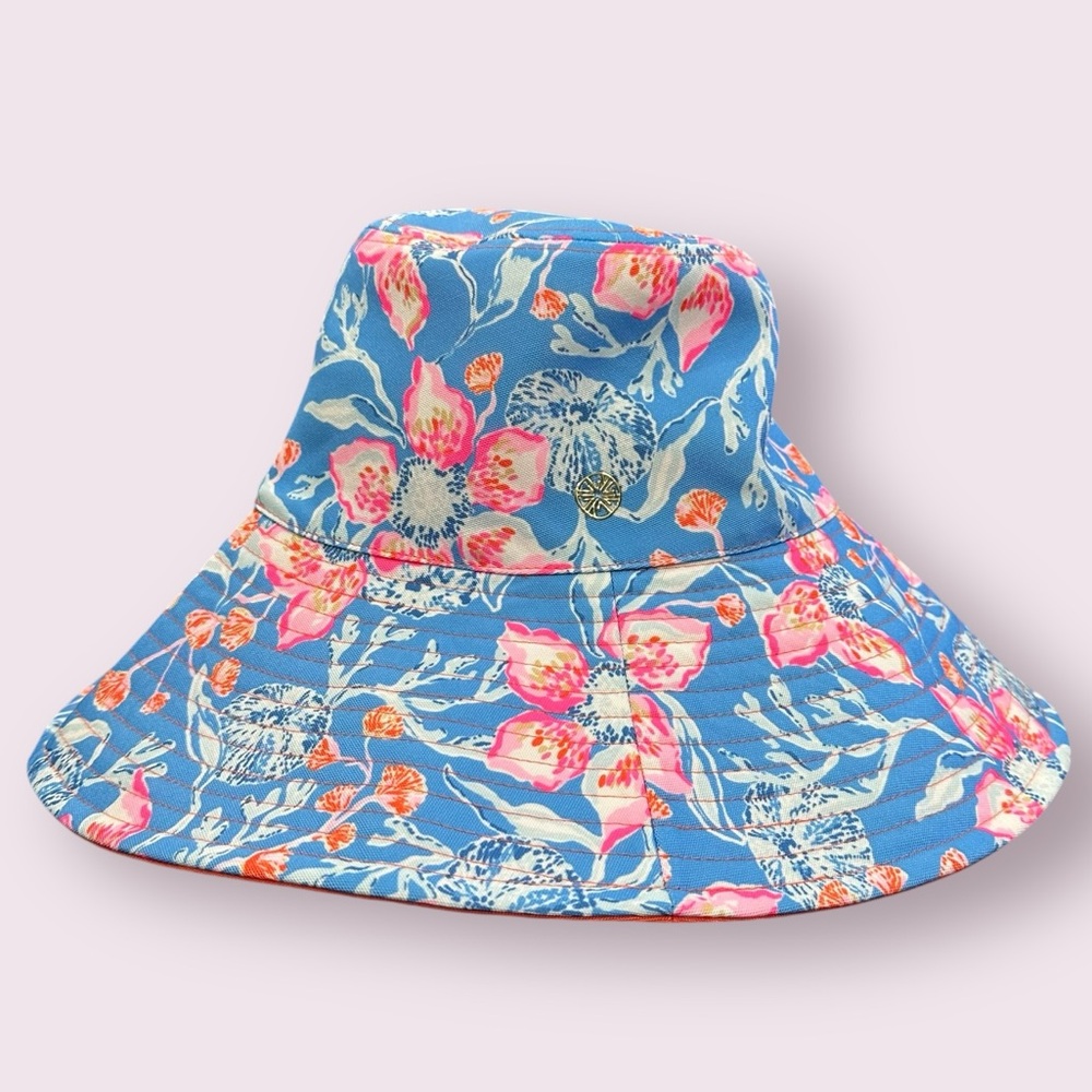 NWOT Lilly Pulitzer  GWP UPF 50+ Reversible Canvas Sun Hat Bahamian Rhapsody